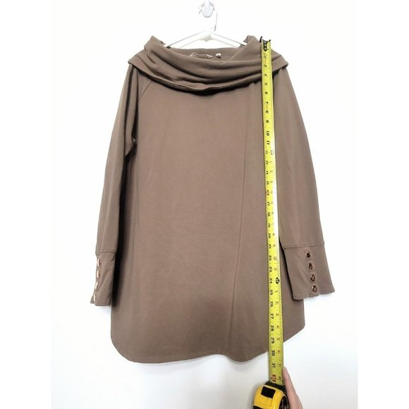 Soft Surroundings Valerie Cowl Neck Tunic Top Women's Size L Taupe Brown - Picture 5 of 7